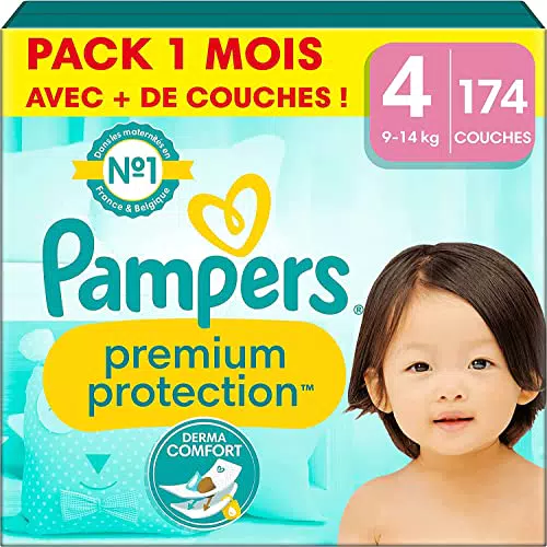 Pampers CouchesPremium Protection Taille 4, 174 Couches Bébé