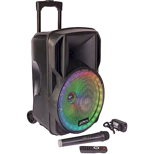 PARTY LIGHT & SOUND - PARTY-12RGB - Enceinte sur Batterie 12”/30cm de 700W avec 1 Micro VHF sans Fil et Effet Lumineux sur Le woofer - Bluetooth