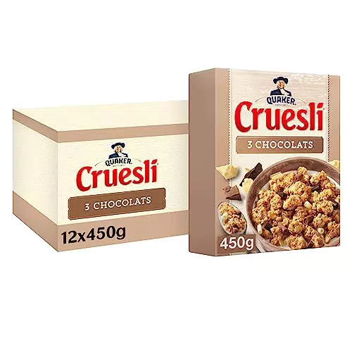 QUAKER CRUESLI 3 CHOCOLATS Lot de 12x450G
