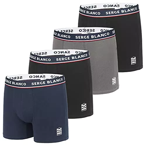 Serge Blanco Caleçon Homme Coton, Boxer Homme, Respirant