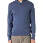 Tommy Hilfiger Pull Homme 1985 Zip Mock Col Roulé et Fermeture Éclair