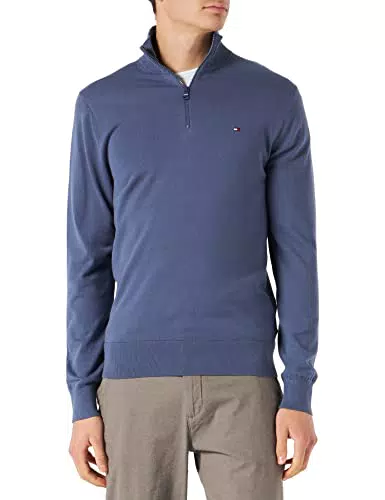 Tommy Hilfiger Pull Homme 1985 Zip Mock Col Roulé et Fermeture Éclair