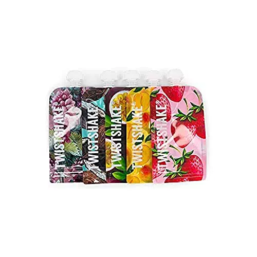 Twistshake Lot de 5 Pochettes Alimentaires Réutilisables Rechargeable pour Bébé