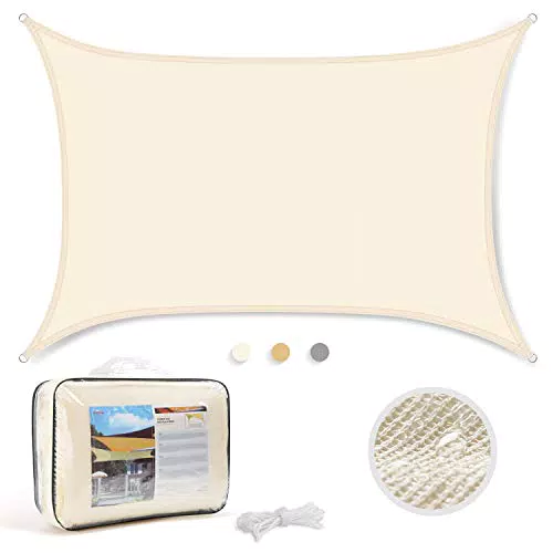 YISSVIC Voile d'ombrage Rectangulaire 4 x 5 mètres Crème Toile Ombrage Anti UV pour Jardin Terrasse et en Plein air