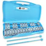 A-Star Xylophone Glockenspiel Soprano Chromatique à 25 Notes dans un Boîtier Bleu avec Clés Argentées et Deux Battes en Plastique - 2 Octaves G5 à G7