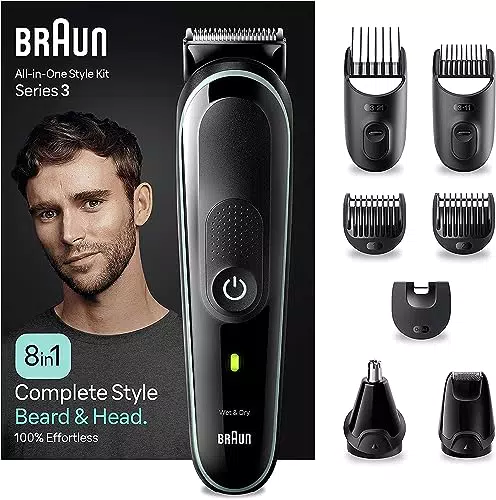 Braun Tondeuse Tout-En-Un Series 3 MGK3441, 8-En-1, Kit Pour Barbe