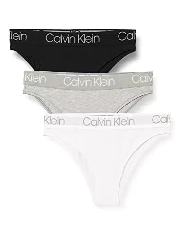 Calvin Klein Jambe Haute 3-Pack Tanga, Bruyère Noire/Blanche/Grise M Noir/Blanc/Gris