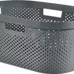 CURVER Panier à Linge 40L Infinity - Bac à Linge propre et sale - Bonne Aération - Corbeille pour Salle de Bain ou Buanderie - 100% Recyclé - 58