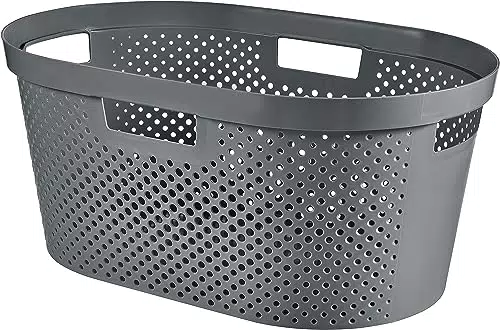 CURVER Panier à Linge 40L Infinity - Bac à Linge propre et sale - Bonne Aération - Corbeille pour Salle de Bain ou Buanderie - 100% Recyclé - 58