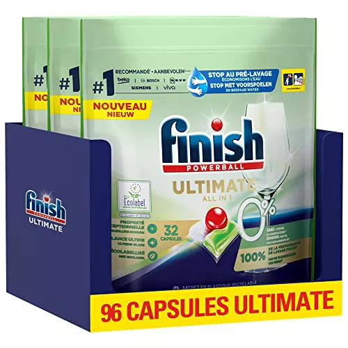 Finish Pastilles Lave-Vaisselle Powerball Ultimate All in One 0% - 96 Tablettes Lave-Vaisselle