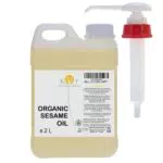 Huile de sésame biologique 100% pure et naturelle, extraite de la pression à froid des graines de sésame. Certifié biologique. Soins de la peau et des cheveux. Massage Ayurveda - 2000 ml 2 L