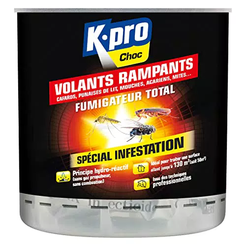 Kapo Fumigateur Total - Idéal pour Eliminer Tous les Insectes - Idéal pour Traiter les Volumes Infestés- Détruit Radicalement - Effet Radical et Longue Durée - pour 130m3