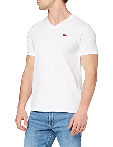 Levi's Original Housemark V-Neck T-Shirt Homme, White