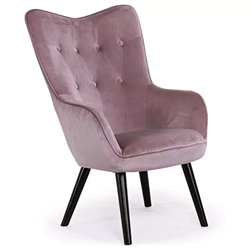 Menzzo Klarys Chaise/Fauteuil scandinave, Velours, Rose