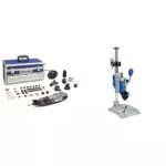 Outil Rotatif Multifonction Dremel 8220 Sans-fil 12V avec 5 Adaptations 65 Accessoires & 220 Support Perceuse à Colonne Workstation pour Outil Rotatif Multifonction avec Guide Perçage pour Percer