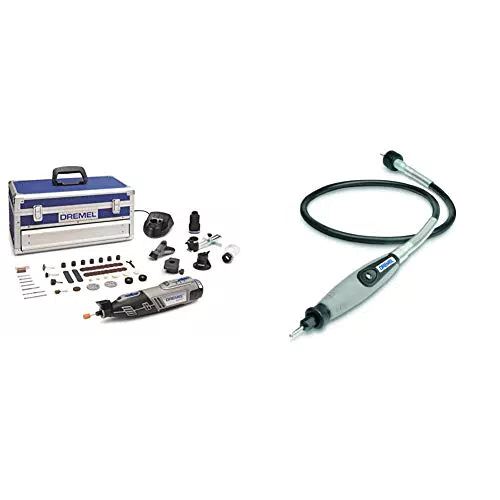 Outil Rotatif Multifonction Dremel 8220 Sans-fil 12V avec 5 Adaptations 65 Accessoires & Arbre Flexible Dremel 225 pour Rallonger et Atteindre - Adaptateur à Arbre Longueur