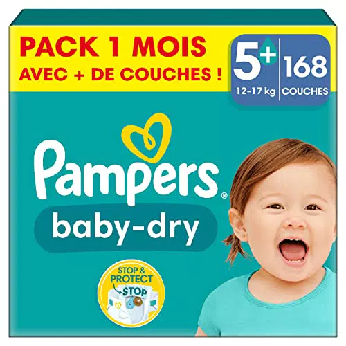 Pampers Couches Baby-Dry Taille 5, 174 Couches Bébé