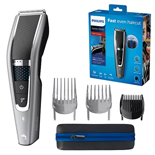 Philips Hair Clipper Série 5000, Tondeuse à Cheveux Lavable avec Technologie Trim-n-Flow Pro
