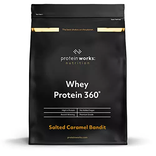 Protéine Whey 360 en poudre, Caramel Salé, Sans sucre ajouté et à faible teneur en matières grasses