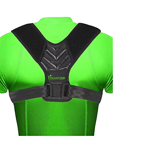 Quatzer Correcteur de Posture Dos Redresse Dos pour Homme/Femme Ceinture Dorsale Réglable pour Maintien Dos Droit Soutien Colonne Vertébrale/Cyphose/Cou Gratuit Sac+Ebook+Bande Élastique Noir 1 Unité