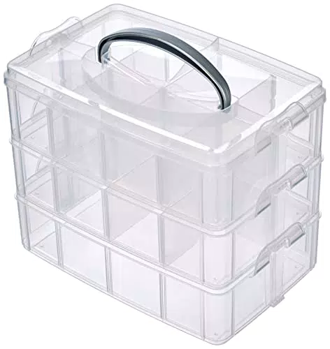 Rayher Boite de Rangement avec Poignée de Transport Boite de Rangement à 17 Compartiments