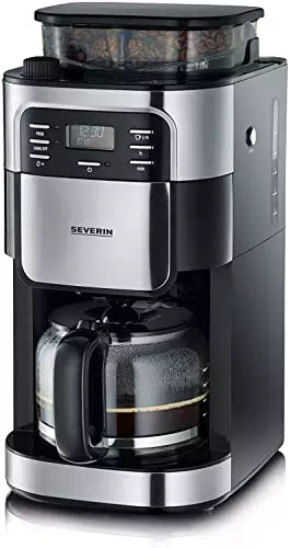 SEVERIN Cafetière avec broyeur intégré 1 000 W, Machine à café programmable avec minuteur