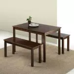 Table à manger en bois avec 2 bancs 114 cm ZINUS Juliet