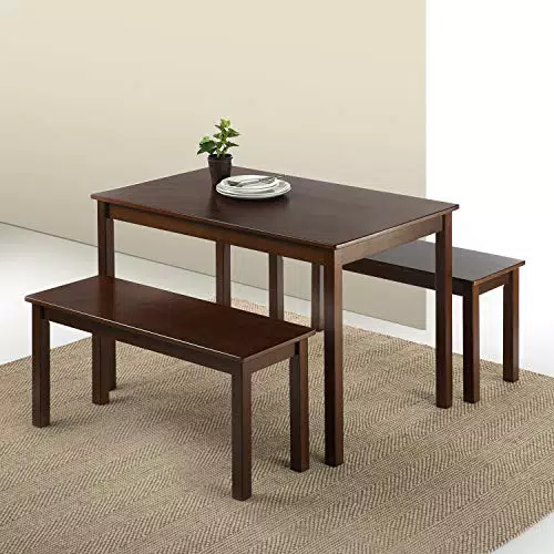 Table à manger en bois avec 2 bancs 114 cm ZINUS Juliet
