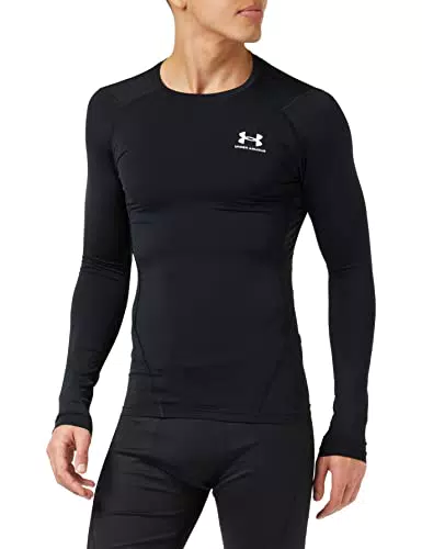 Under Armour UA HG Armour Comp LS, maglietta Uomo, Black / White