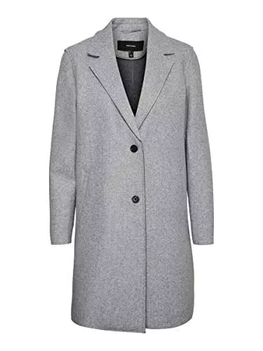 Vero Moda VMPAULA Jacket GA Noos Manteau, Gris Clair chiné