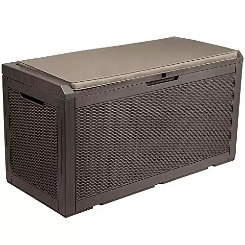 YITAHOME Grand Coffre de Rangement Extérieur en résine de 380L avec pour Meubles de Patio
