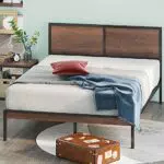 ZINUS 30 cm Mory Sommier plateforme en bois et en métal avec tête de lit en deux parties
