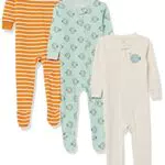 Amazon Essentials Grenouillère Ajustée avec Pieds en Coton Bébé Garçon