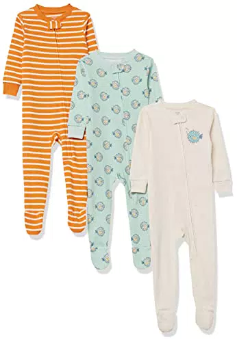 Amazon Essentials Grenouillère Ajustée avec Pieds en Coton Bébé Garçon
