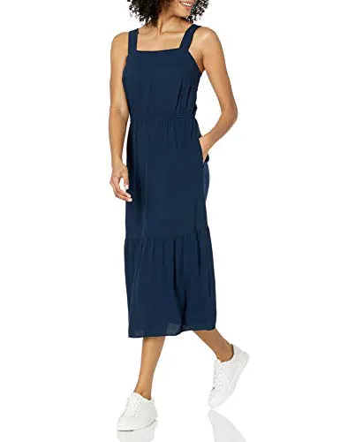 Amazon Essentials Robe Moulante et évasée à Superpositions en sergé Fluide Femme