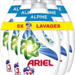 Ariel Lessive Liquide, 5x37 Lavages, Alpine, Blancheur Améliorée Et Lavage Impeccable En Un Lavage Même A Basse Température