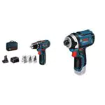 Bosch Professional Perceuse visseuse Sans Fil GSR 12V-15 & GDR108LIN 12V System Visseuse à Chocs sans-fil GDR 12V-105