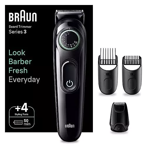 Braun Tondeuse À Barbe Series 3 BT3421, Tondeuse Pour Hommes Avec 50 Min D’autonomie