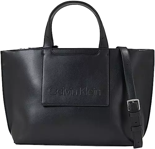 Calvin Klein Femme Cabas Sac Moyen, Noir, Taille Unique