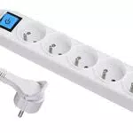 Electraline 32042 Bloc 5 prises avec interrupteur/fiche plate 1
