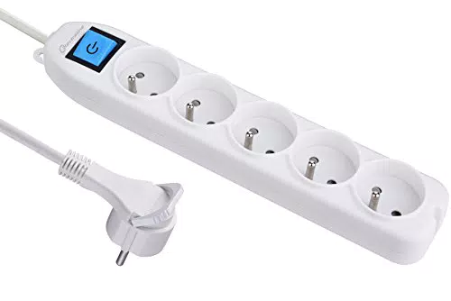 Electraline 32042 Bloc 5 prises avec interrupteur/fiche plate 1