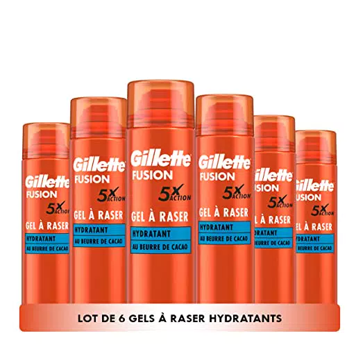 Gillette Fusion Gel À Raser Hydratant Pour Homme Au Beurre De Cacao