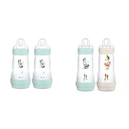 MAM Lot de 2 biberons Easy Start Anti-Colique, biberon bébé idéal pour l'allaitement mixte