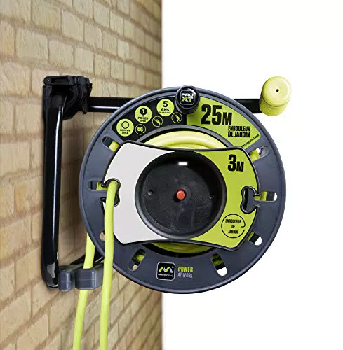 Masterplug Rallonge Prolongateur électrique 25m, Enrouleur Profesionnelle pour Jardin IP44