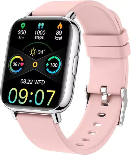 Montre Connectée Femme Homme, 1.69" HD Smartwatch Intelligente Montre Sport avec Podometre/Moniteur Sommeil/Cardiofréquencemètre/SpO2/24 Modes Sportifs