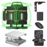 Niveau laser, KKnoon Niveau laser 360° 4D 16 lignes Outil rotatif horizontal vertical 3° fonction auto-nivellement avec batterie rechargeable
