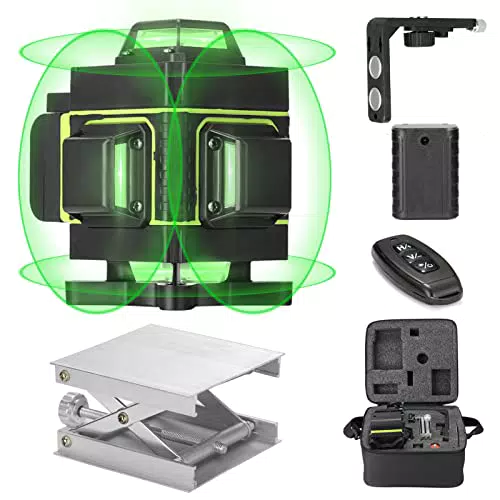 Niveau laser, KKnoon Niveau laser 360° 4D 16 lignes Outil rotatif horizontal vertical 3° fonction auto-nivellement avec batterie rechargeable