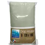 Nuit des Vosges 2185256 Cotoval Drap Housse Uni Coton Gris Souris 120 x 190 cm