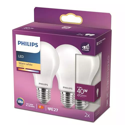 Philips ampoule LED Standard E27 40W Blanc Chaud Dépolie