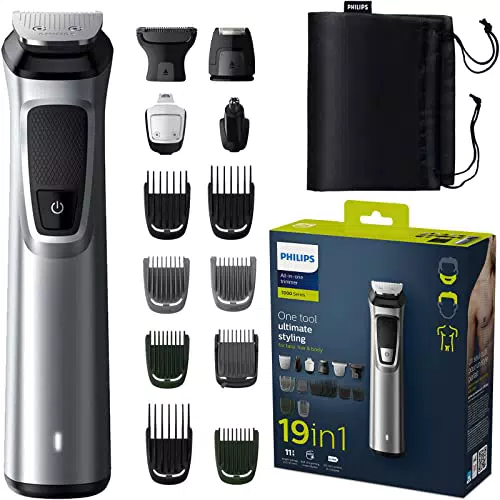 Philips Multigroom Série 7000, Tondeuse Multi-styles 19-en-1 pour Visage